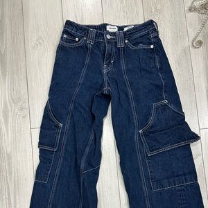 Weekday Dark Blue Relaxed Cargo Jeans
